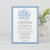 Blue Hydrangea Wedding Invitation Kaart (Staand voorkant)