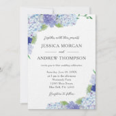 Blue Hydrangea Wedding Invitation Kaart (Voorkant)