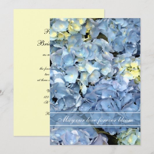 Blue Hydrangea Wedding Invitation Kaart (Voorkant / Achterkant)