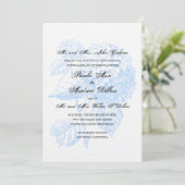 Blue Hydrangea Wedding Invitation Kaart (Staand voorkant)