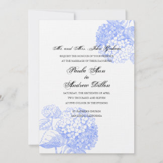 Blue Hydrangea Wedding Invitation Kaart