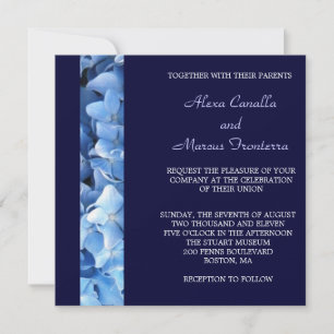 Blue Hydrangea Wedding Invitation - tweezijdig Kaart