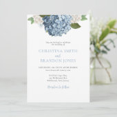Blue Hydrangea Wedding Invitations Kaart (Staand voorkant)