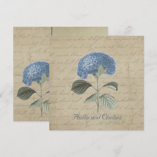  Blue Hydrangea Wedding Kaart (Voorkant / Achterkant)
