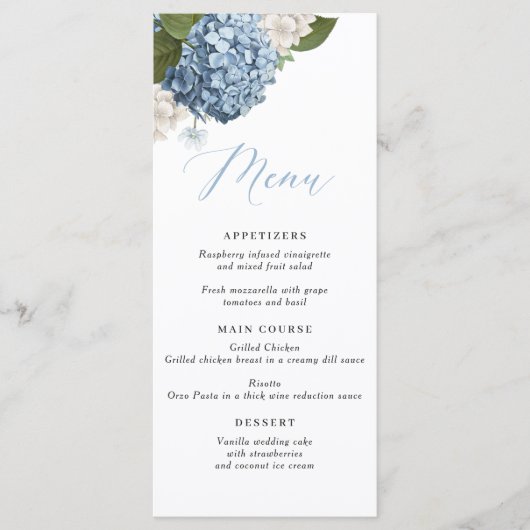 Blue Hydrangea Wedding Menu (Voorkant)