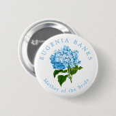 Blue Hydrangea Wedding Party Moeder van Bride Ronde Button 5,7 Cm (Voorkant /achterkant)
