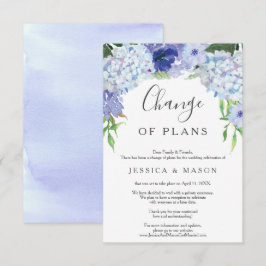 Blue Hydrangea Wedding Postponed Notice Kaart