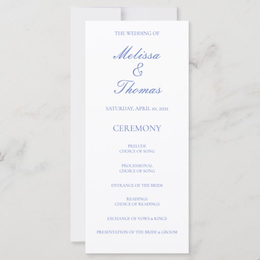 Blue Hydrangea Wedding Programme (Voorkant)