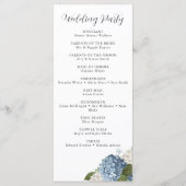 Blue Hydrangea Wedding Programme Menu (Achterkant)