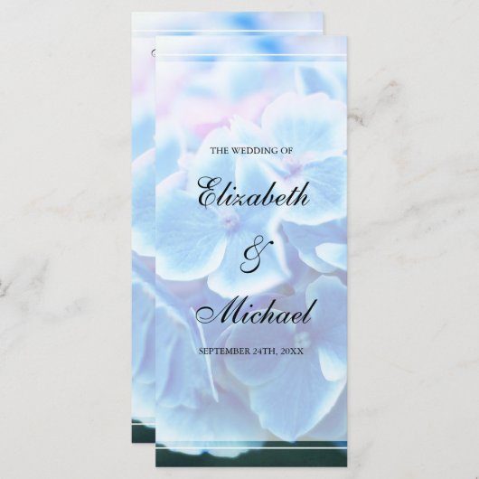 Blue Hydrangea Wedding Programme Programmakaart (Voorkant / Achterkant)
