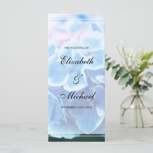 Blue Hydrangea Wedding Programme Programmakaart (Staand voorkant)