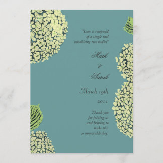 Blue Hydrangea Wedding Programme Programmakaart