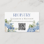 Blue Hydrangea Wedding Registry QR Code Website Informatiekaartje (Voorkant)