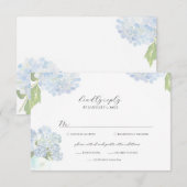 Blue Hydrangea Wedding Response Card RSVP Kaartje (Voorkant / Achterkant)