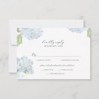 Blue Hydrangea Wedding Response Card RSVP Kaartje