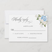 Blue Hydrangea Wedding RSVP card (Voorkant)