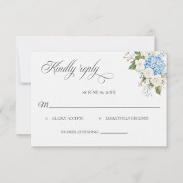 Blue Hydrangea Wedding RSVP card Kaartje