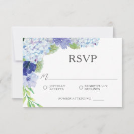 Blue Hydrangea Wedding RSVP Kaart