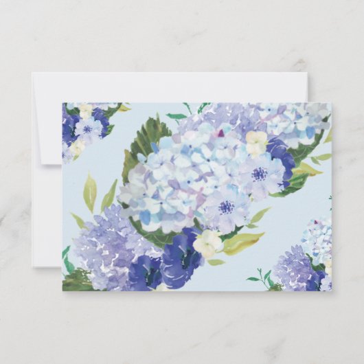 Blue Hydrangea Wedding RSVP Kaart (Achterkant)