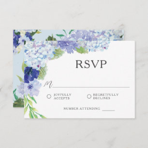 Blue Hydrangea Wedding RSVP Kaart
