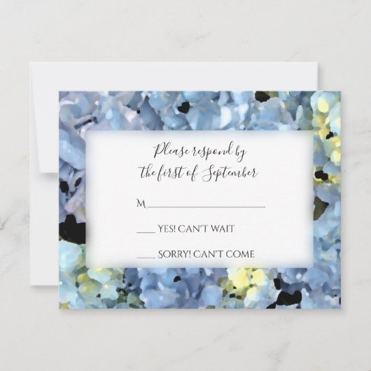 Blue Hydrangea Wedding RSVP Response Kaart (Voorkant)