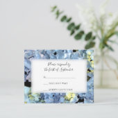 Blue Hydrangea Wedding RSVP Response Kaart (Staand voorkant)