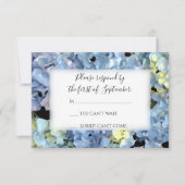 Blue Hydrangea Wedding RSVP Response Kaart (Voorkant)