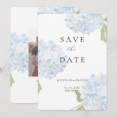 Blue Hydrangea Wedding Save The Date (Voorkant / Achterkant)