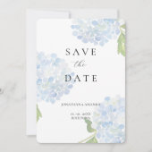 Blue Hydrangea Wedding Save The Date (Voorkant)