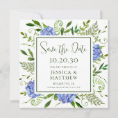 Blue Hydrangea Wedding Save The Date (Voorkant)