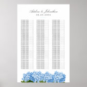 Blue Hydrangea Wedding Seating Chart Poster (Voorkant)