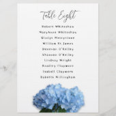 Blue Hydrangea Wedding Table Number Programmakaart (Voorkant)