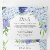 Blue Hydrangea Wedding Tri-Fold Uitnodigingen (Binnenzijde eerst)