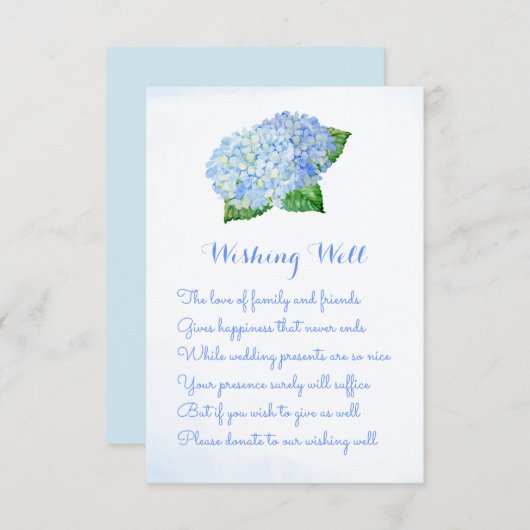 Blue Hydrangea Wedding Wishing Well Kaarten (Voorkant / Achterkant)