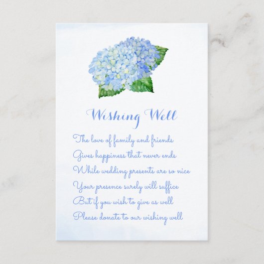 Blue Hydrangea Wedding Wishing Well Kaarten (Voorkant)