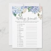 Blue Hydrangea Wedding Word Scramble Game Kaart (Voorkant)