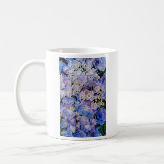 Blue Hydrangea White Coffee Mok (Links)