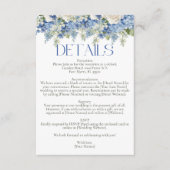 Blue Hydrangea White Floral Garden Wedding Details Informatiekaartje (Voorkant)