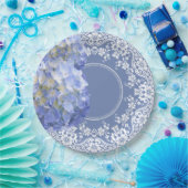 Blue Hydrangea White Lace Party Weddenschappen Rec Papieren Bordje (Feest)