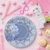 Blue Hydrangea White Lace Party Weddenschappen Rec Papieren Bordje (Feest)