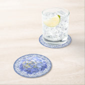 Blue Hydrangea White Lace Party Weddenschappen Rec Ronde Kartonnen Onderzetter (Insitu)