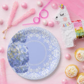 Blue Hydrangea White Lace Party Wedding Reception Papieren Bordje (Feest)