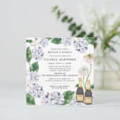 Blue Hydrangea White Rose Bridal Brunch Bubble Kaart (Staand voorkant)