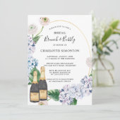 Blue Hydrangea White Rose Floral Brunch Bubble Kaart (Staand voorkant)