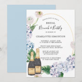 Blue Hydrangea White Rose Floral Brunch Bubble Kaart (Voorkant / Achterkant)