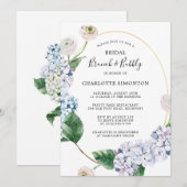 Blue Hydrangea White Rose Floral Brunch Bubble Kaart (Voorkant / Achterkant)