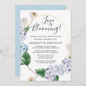 Blue Hydrangea White Rose Floral Vrijgezellenfeest Kaart (Voorkant / Achterkant)