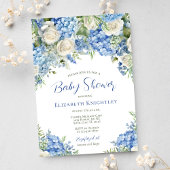 Blue Hydrangea White Roses Boy Baby shower Kaart