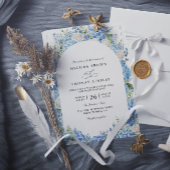 Blue Hydrangea White Roses Floral QR Code Wedding Kaart