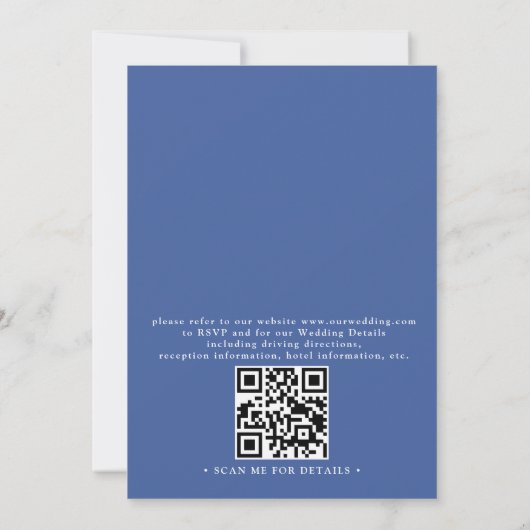 Blue Hydrangea White Roses Floral QR Code Wedding Kaart (Achterkant)